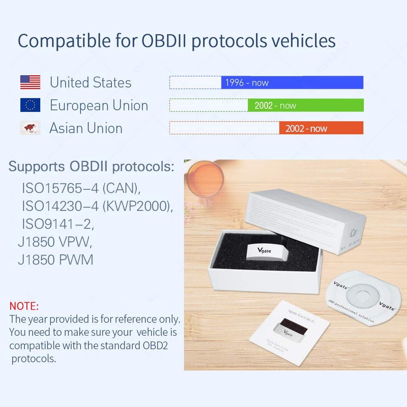 Vgate iCar 3 WiFi OBD2 Scanner Scan Tools Interface Adapter Car Diagnostics Tool for iOS iPhone iPad and Android, Auto Sleep(White) - Image 2